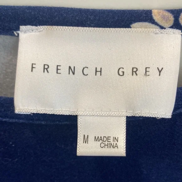 French Grey dress navy with florals medium - Picture 2 of 6